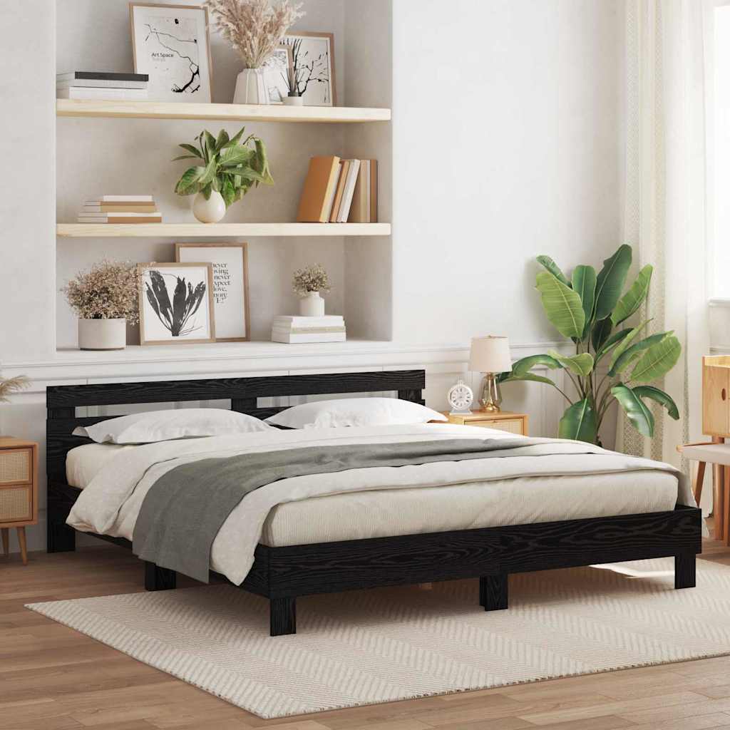 LED Bed Frame 137 x 190 cm Engineered Wood
