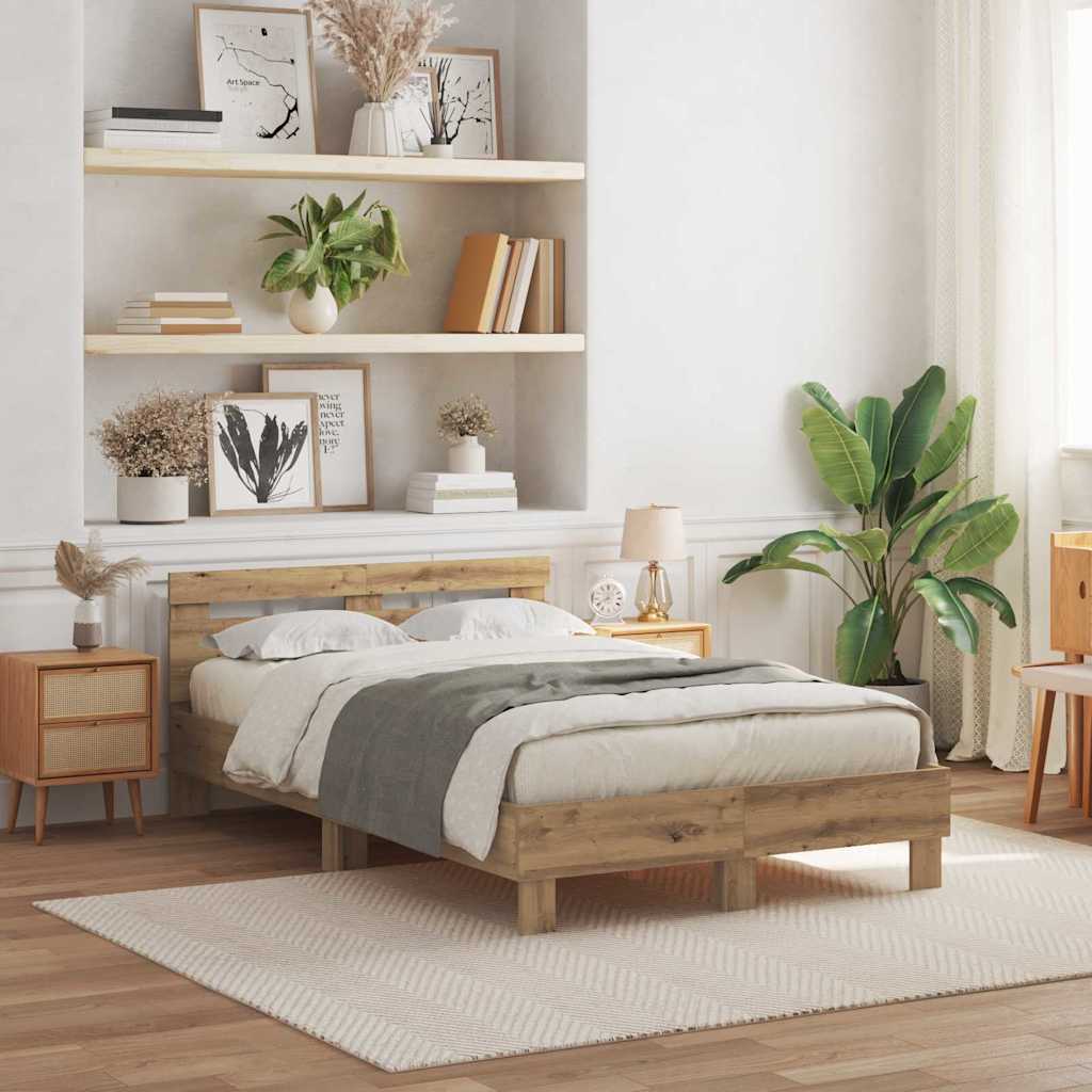 LED Bed Frame 137 x 190 cm Engineered Wood