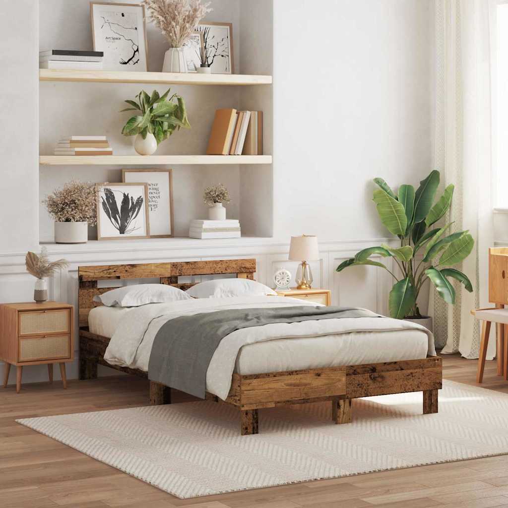 LED Bed Frame 137 x 190 cm Engineered Wood