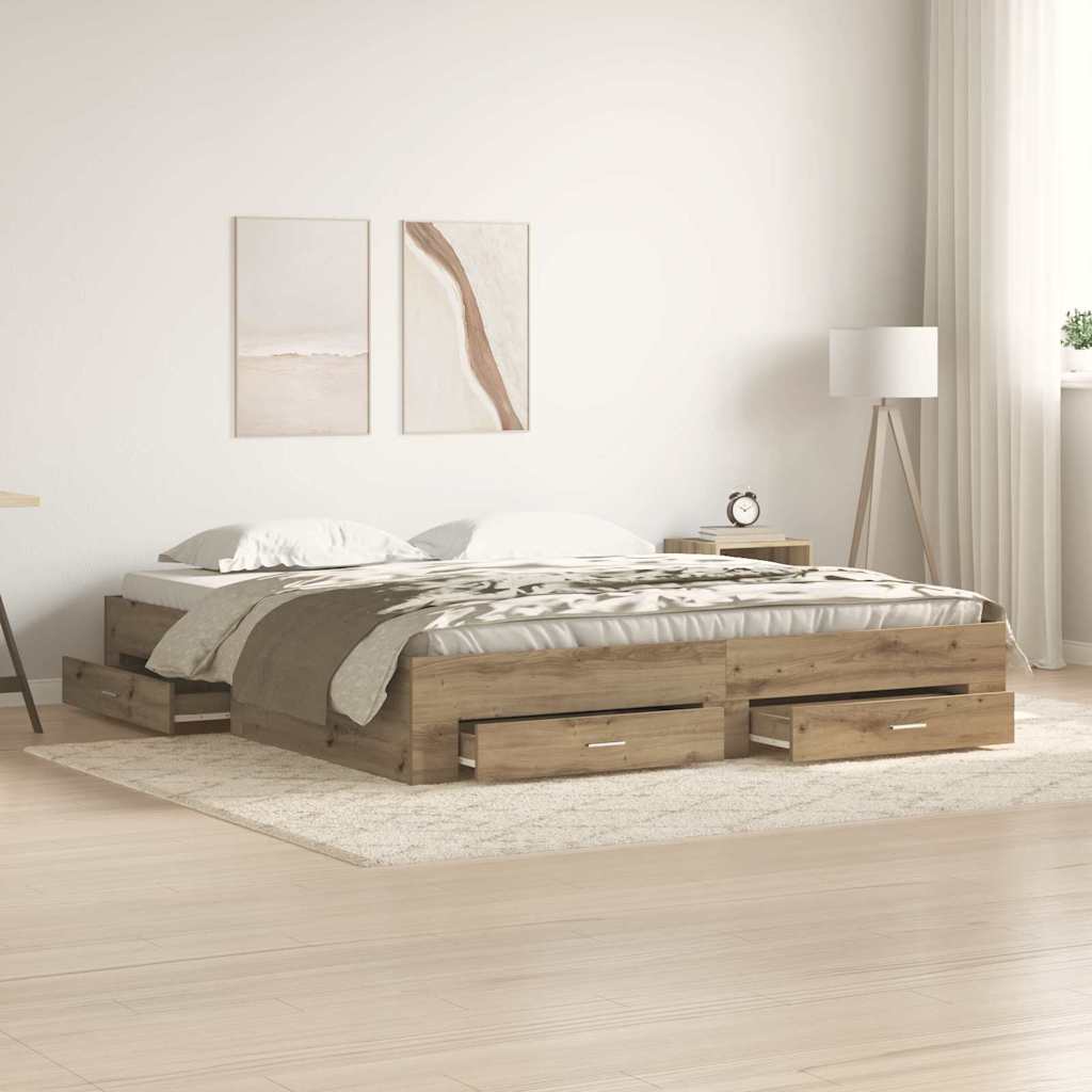 Estrutura de cama com gaveta Carvalho artesanal 100 x 200 cm