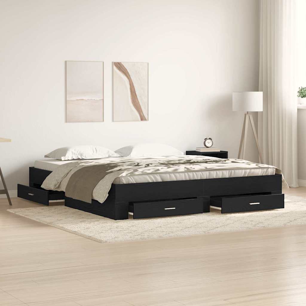 Estrutura de cama com gaveta Carvalho Preto 100 x 200 cm