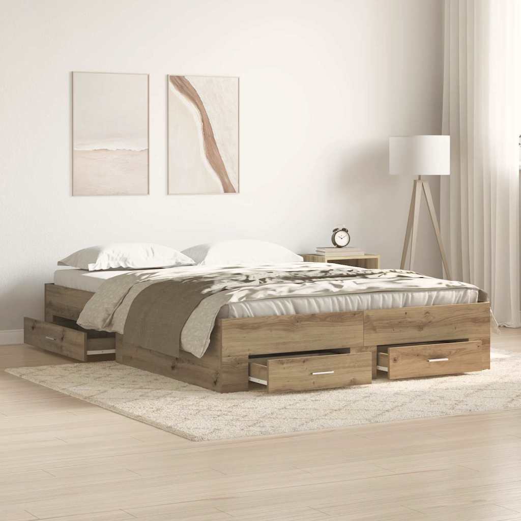 Estrutura de cama com gaveta Carvalho artesanal 100 x 200 cm