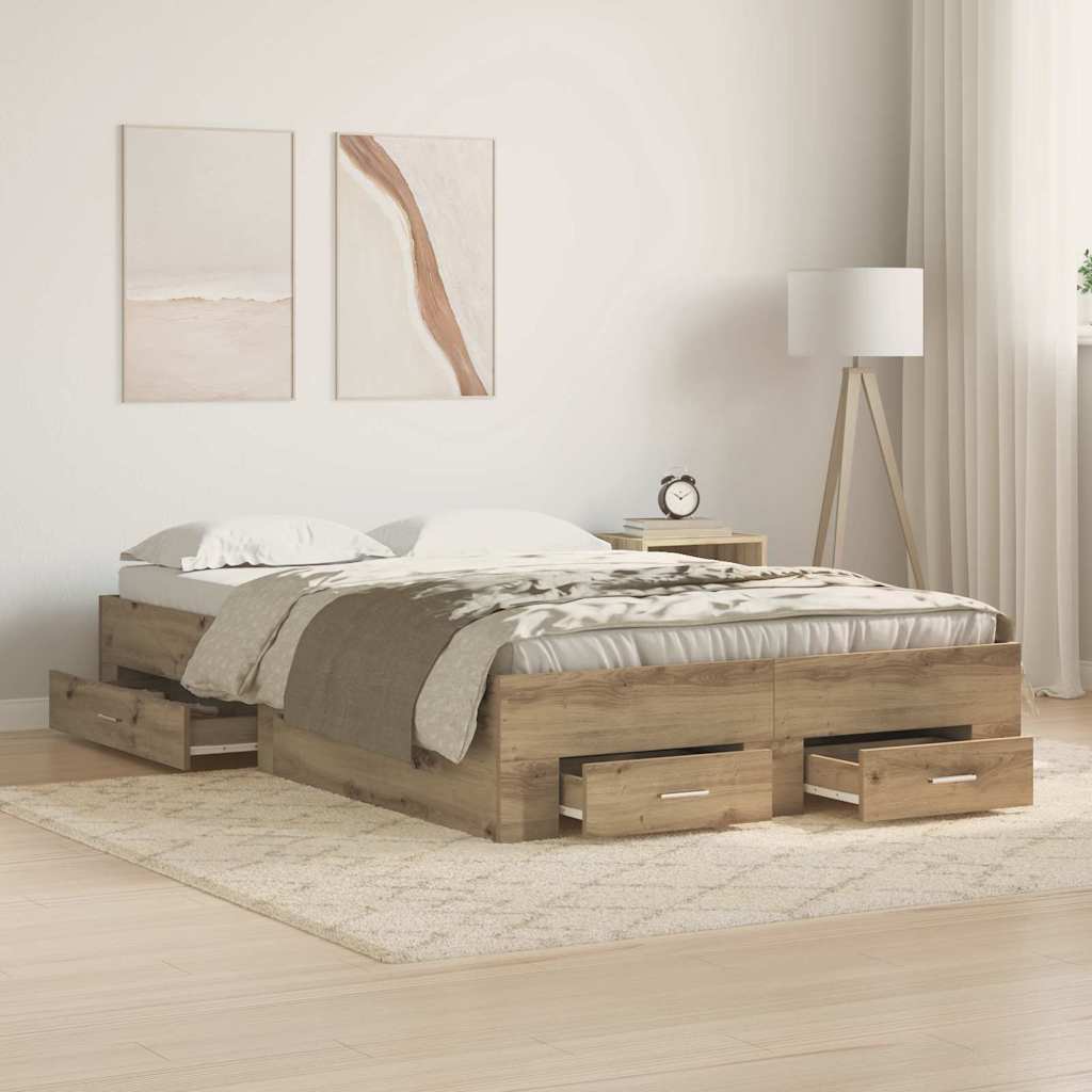 Estrutura de cama com gaveta Carvalho artesanal 100 x 200 cm