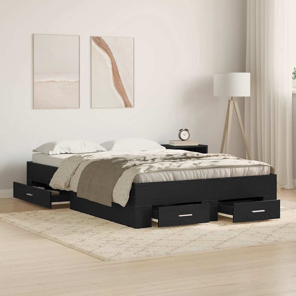 Estrutura de cama com gaveta Carvalho Preto 100 x 200 cm