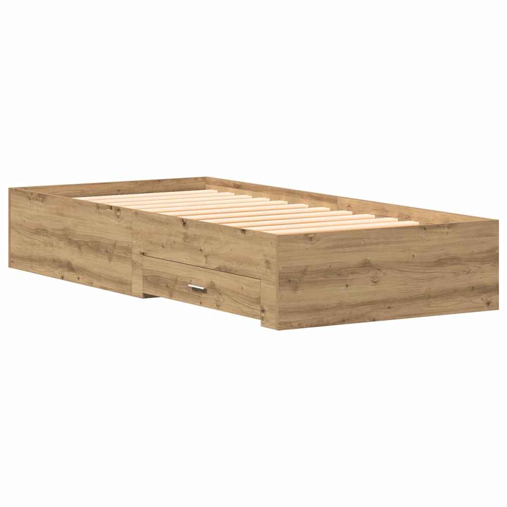 Estructura de cama con cajón Roble artesanal 100 x 200 cm