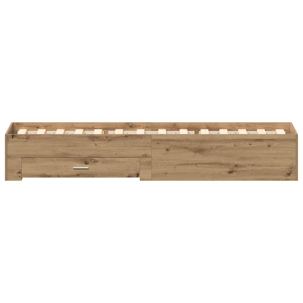 Estructura de cama con cajón Roble artesanal 100 x 200 cm