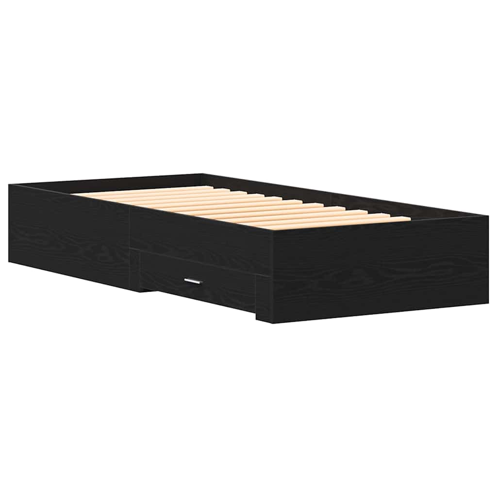 Estructura de cama con cajón Roble Negro 100 x 200 cm