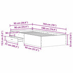 Estructura de cama Roble Negro 90 x 190 cm Madera contrachapada