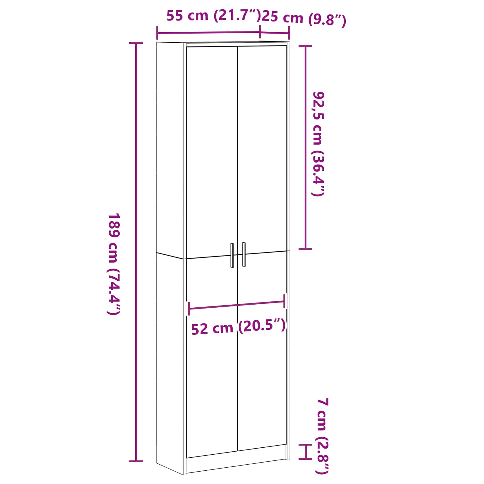 Armario con estante 55 x 25 x 189 cm Madera de ingeniería