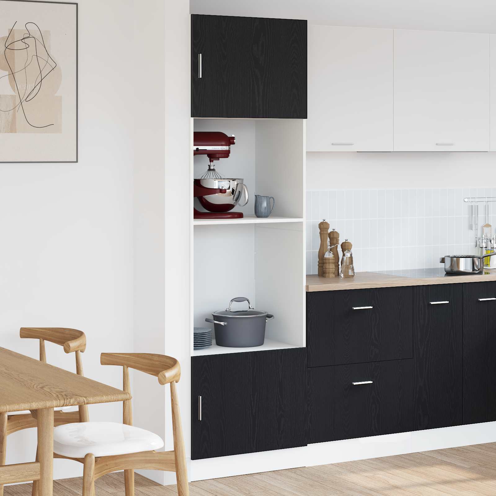 Gabinete Base de Cocina con cajón Roble Negro 40 x 46 x 81,5 cm