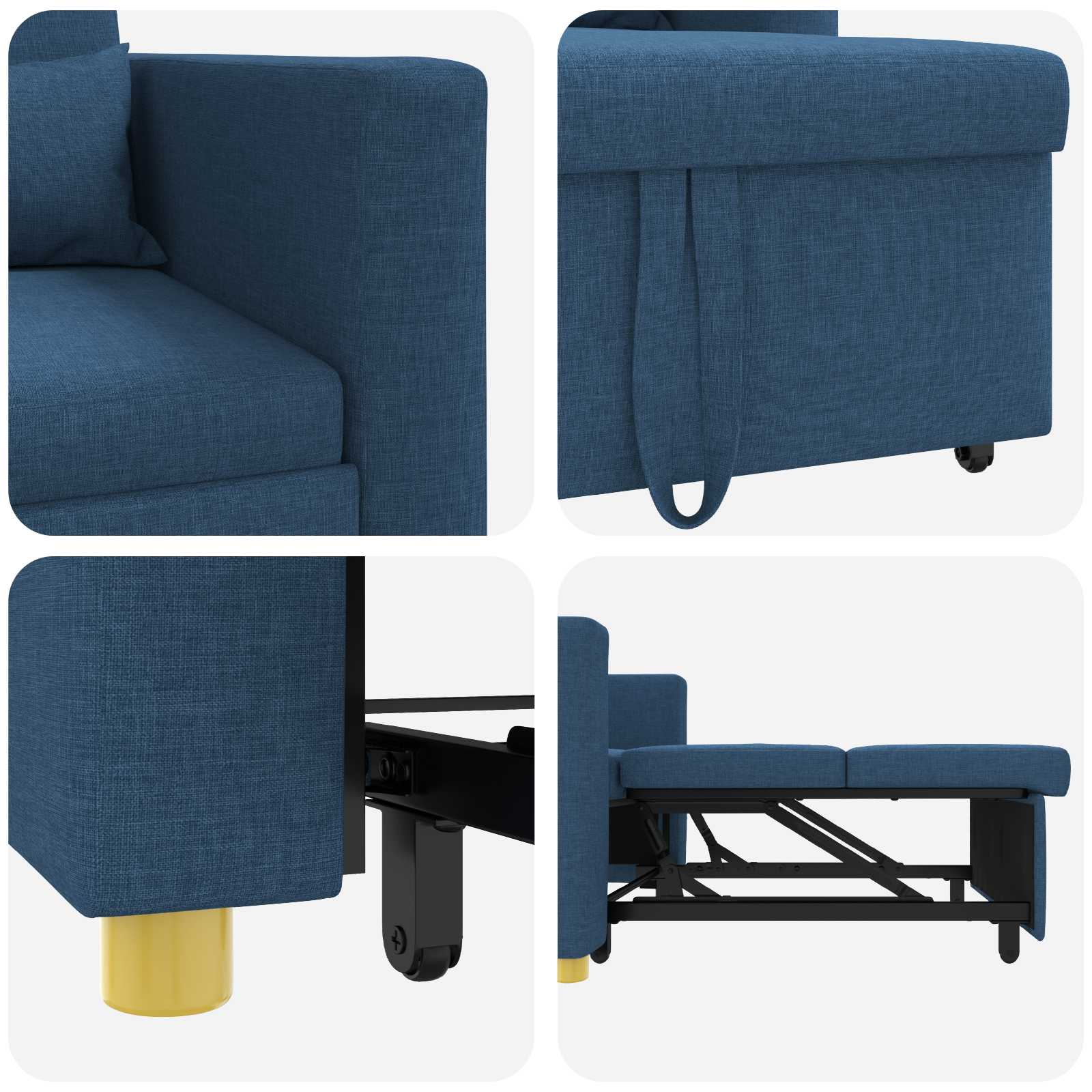Cama Sofá Desplegable Individual Azul 90 x 165 x 87 cm tela