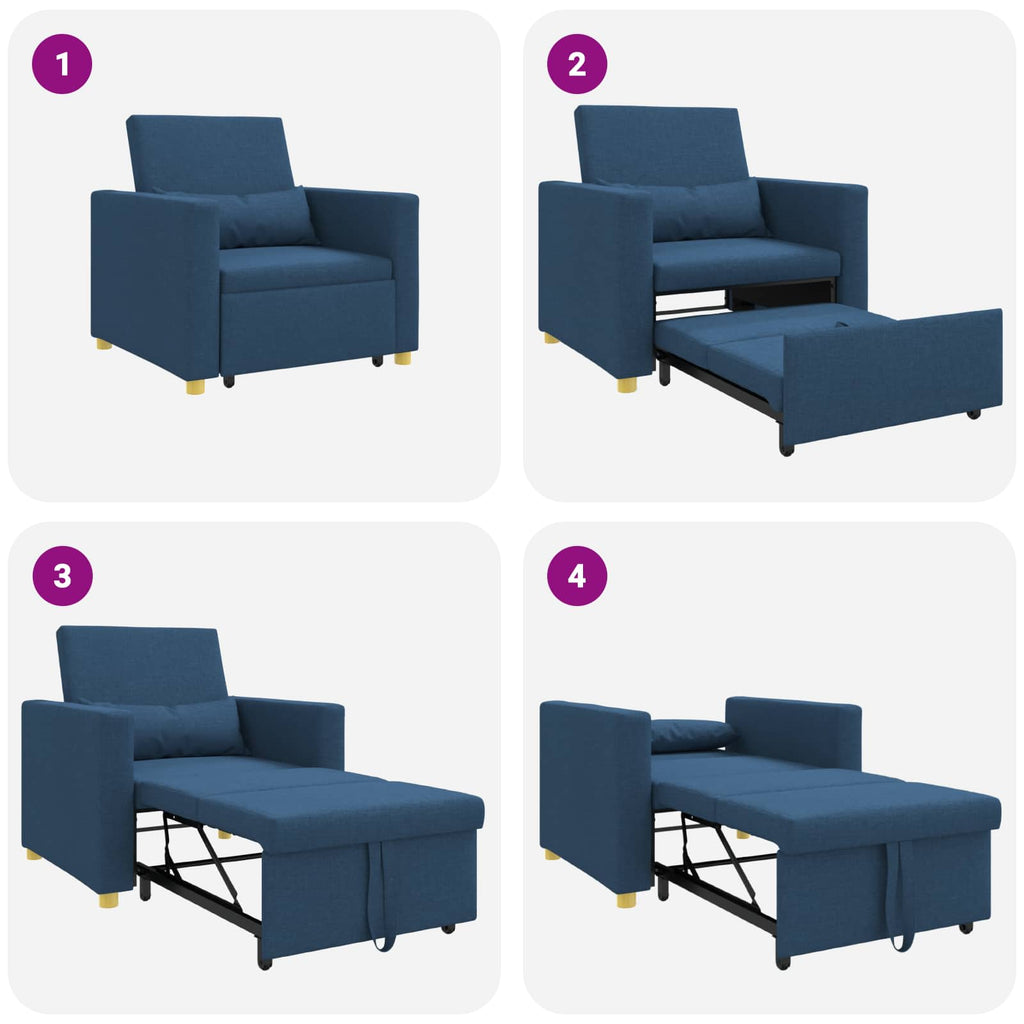 Cama Sofá Desplegable Individual Azul 90 x 165 x 87 cm tela