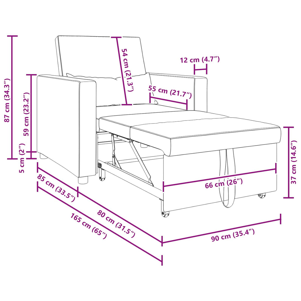 Cama Sofá Desplegable Individual Azul 90 x 165 x 87 cm tela