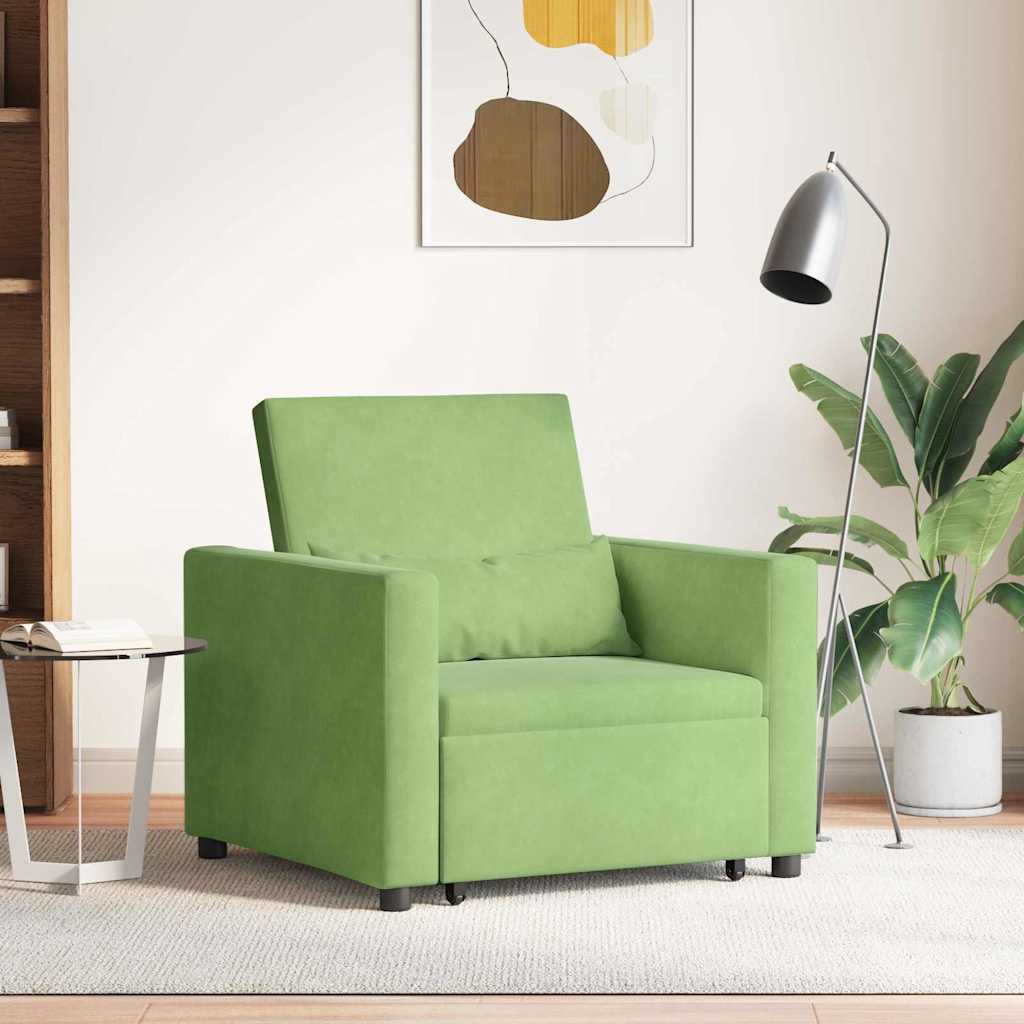 Cama de Sofá Dobrável Individual com Rodas Amarelo Veludo