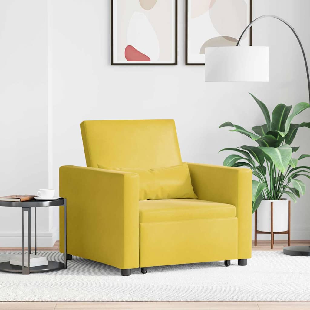 Cama Sofá Desplegable Individual con ruedas Amarillo Terciopelo