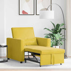 Cama Sofá Desplegable Individual con ruedas Amarillo Terciopelo