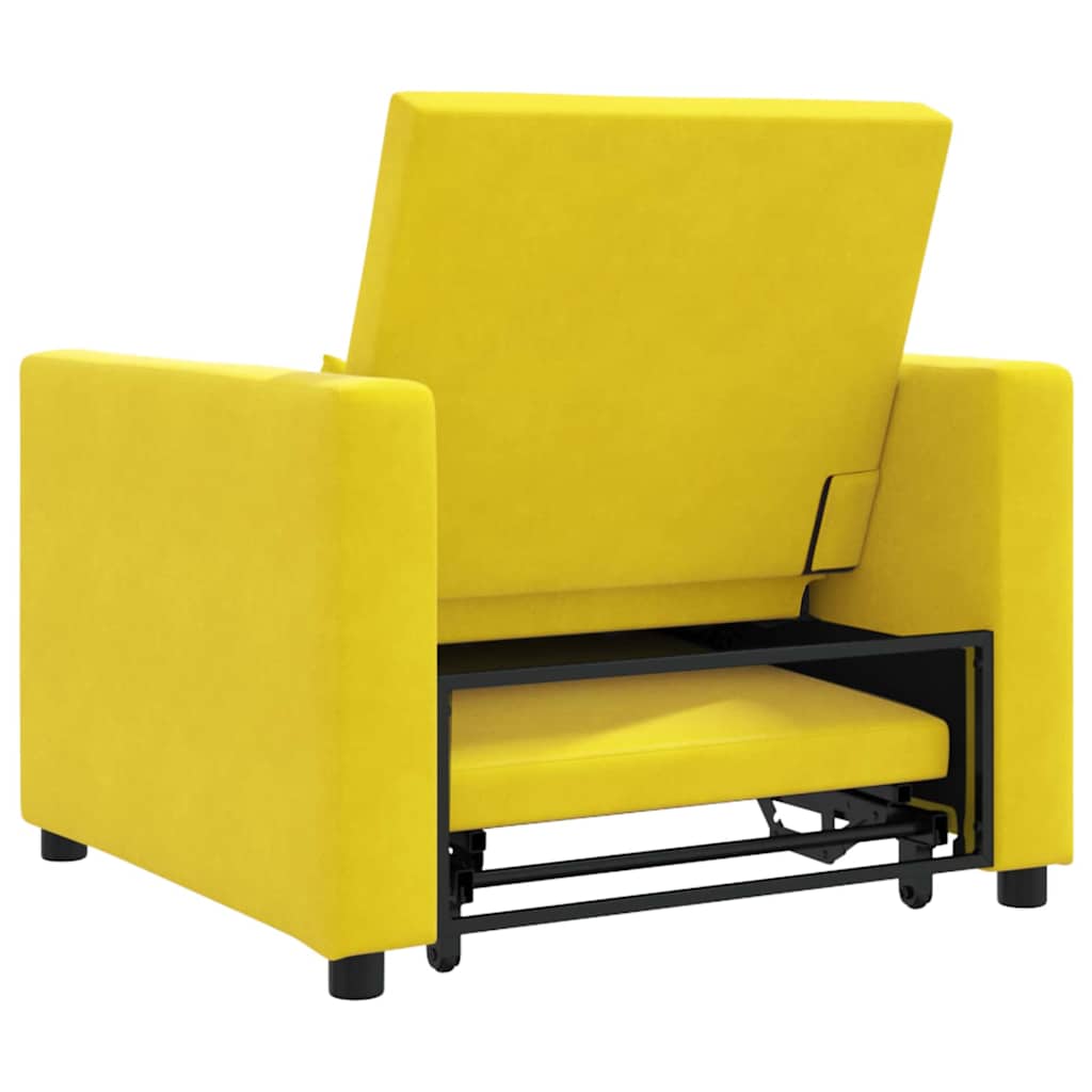 Cama Sofá Desplegable Individual con ruedas Amarillo Terciopelo