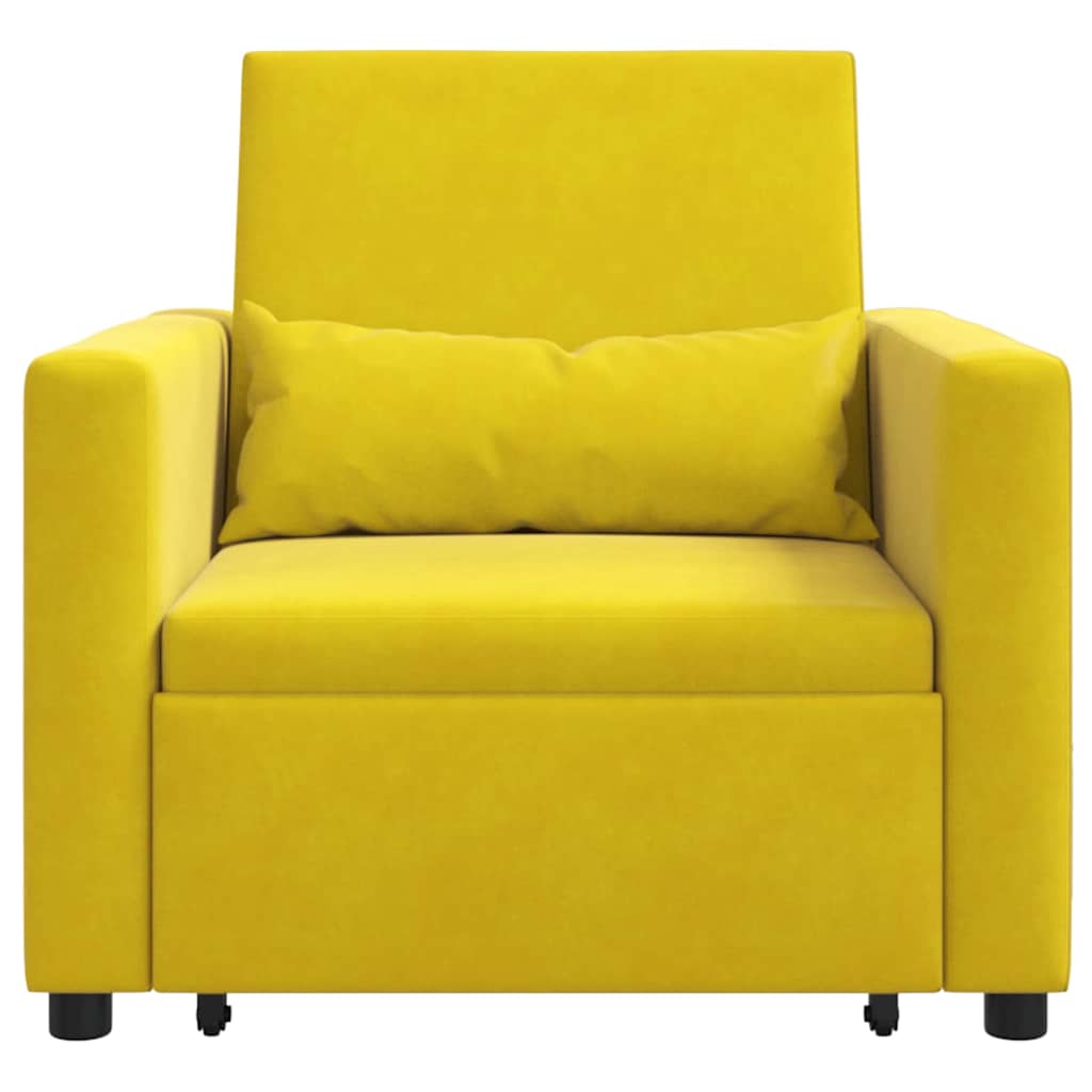 Cama Sofá Desplegable Individual con ruedas Amarillo Terciopelo