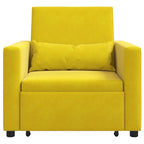 Cama Sofá Desplegable Individual con ruedas Amarillo Terciopelo