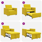 Cama Sofá Desplegable Individual con ruedas Amarillo Terciopelo