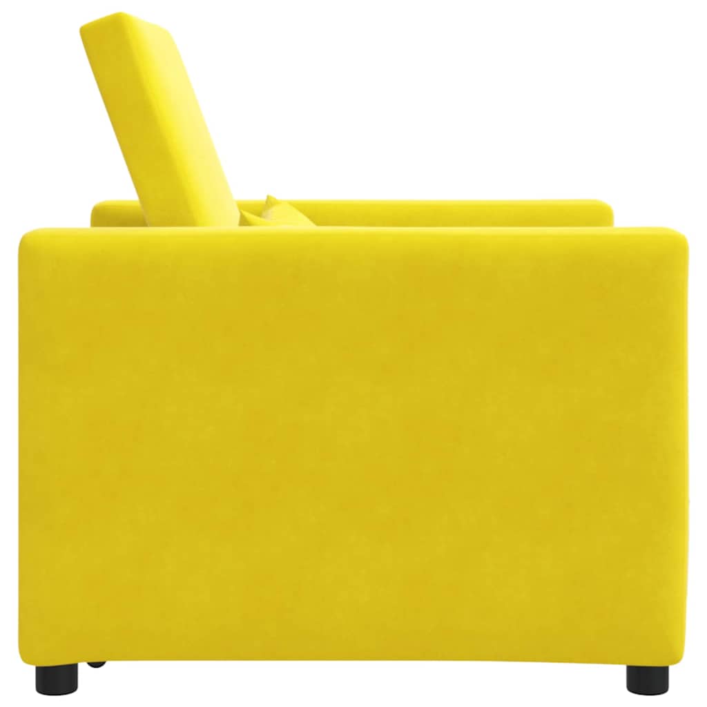 Cama Sofá Desplegable Individual con ruedas Amarillo Terciopelo