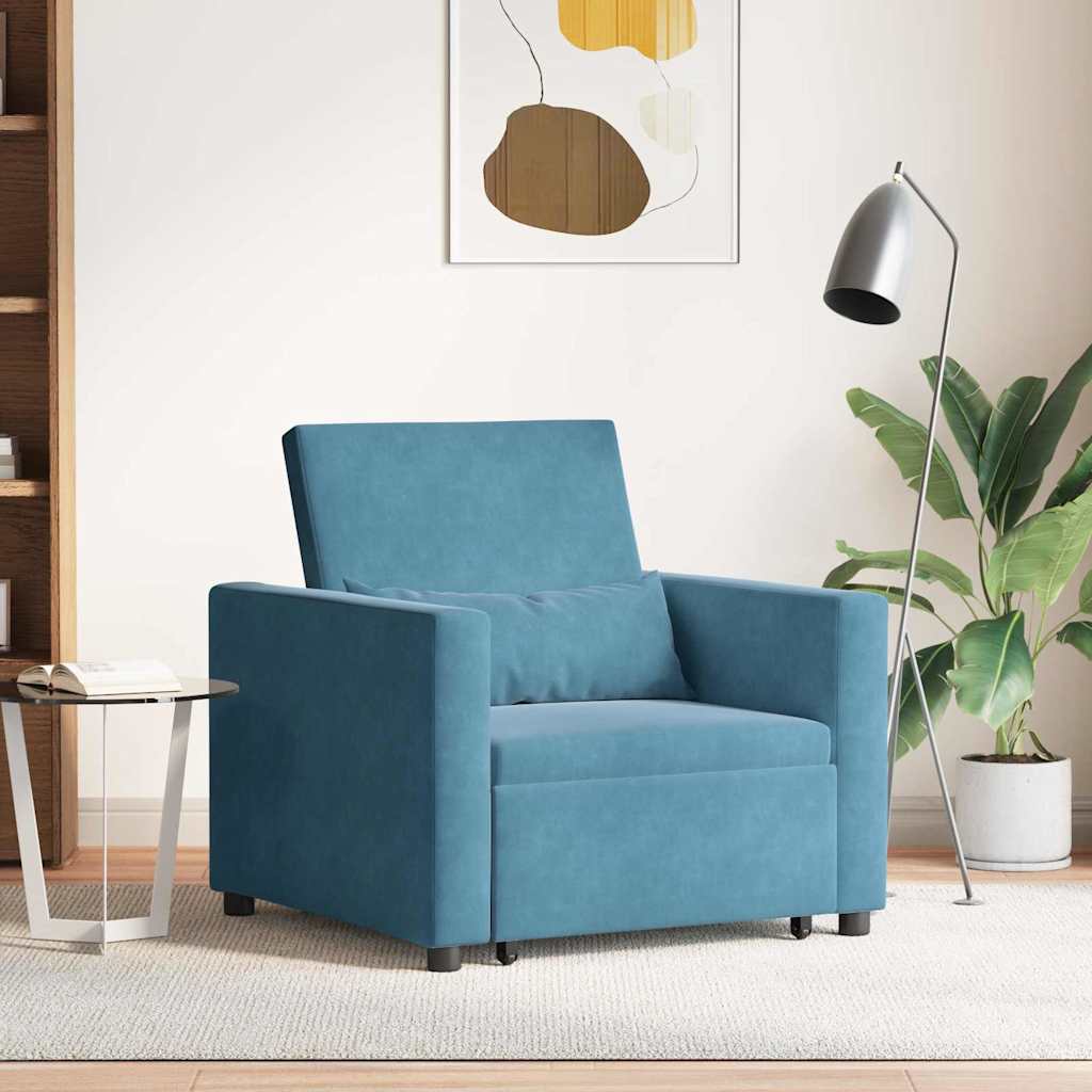 Cama de Sofá Dobrável Individual com Rodas Amarelo Veludo