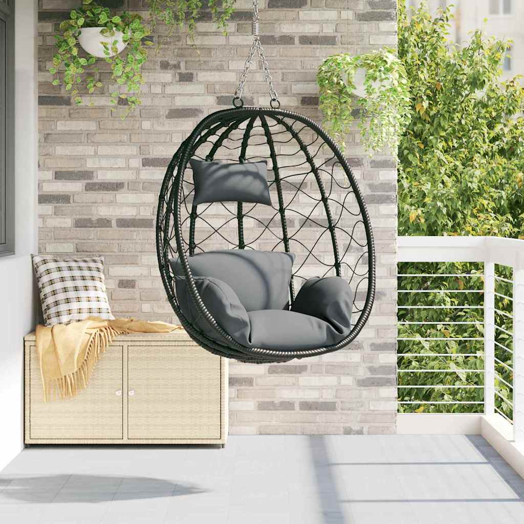 Hanging Egg Chair Coffee 91.5 x 54.5 x 107 cm synthetic rattan