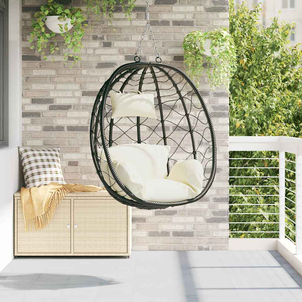 Hanging Egg Chair Coffee 91.5 x 54.5 x 107 cm synthetic rattan