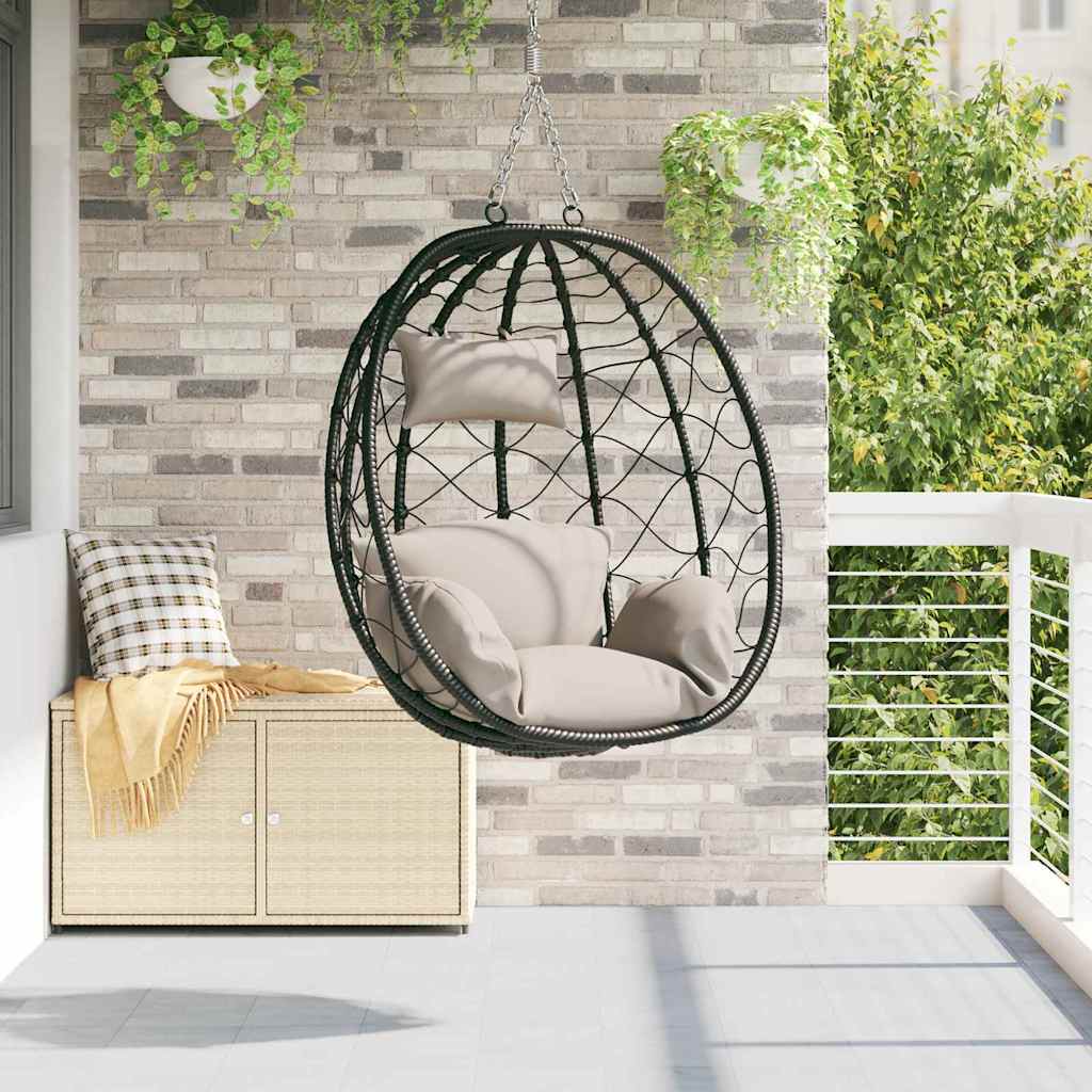 Hanging Egg Chair Coffee 91.5 x 54.5 x 107 cm synthetic rattan
