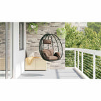 Silla huevo colgante Café 91,5 x 54,5 x 107 cm ratán sintético
