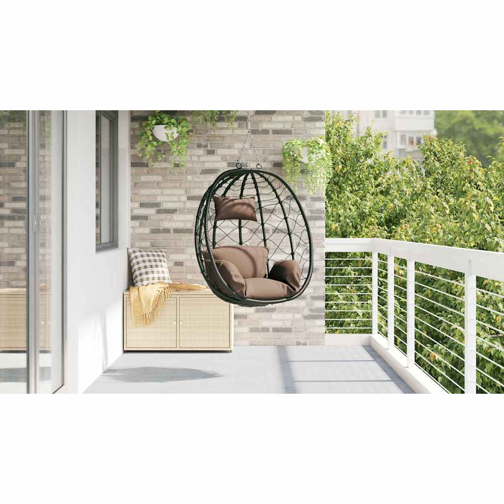 Silla huevo colgante Café 91,5 x 54,5 x 107 cm ratán sintético