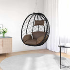 Silla huevo colgante Café 91,5 x 54,5 x 107 cm ratán sintético