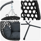 Silla huevo colgante Antracita y negro 104 x 100 x 191 cm
