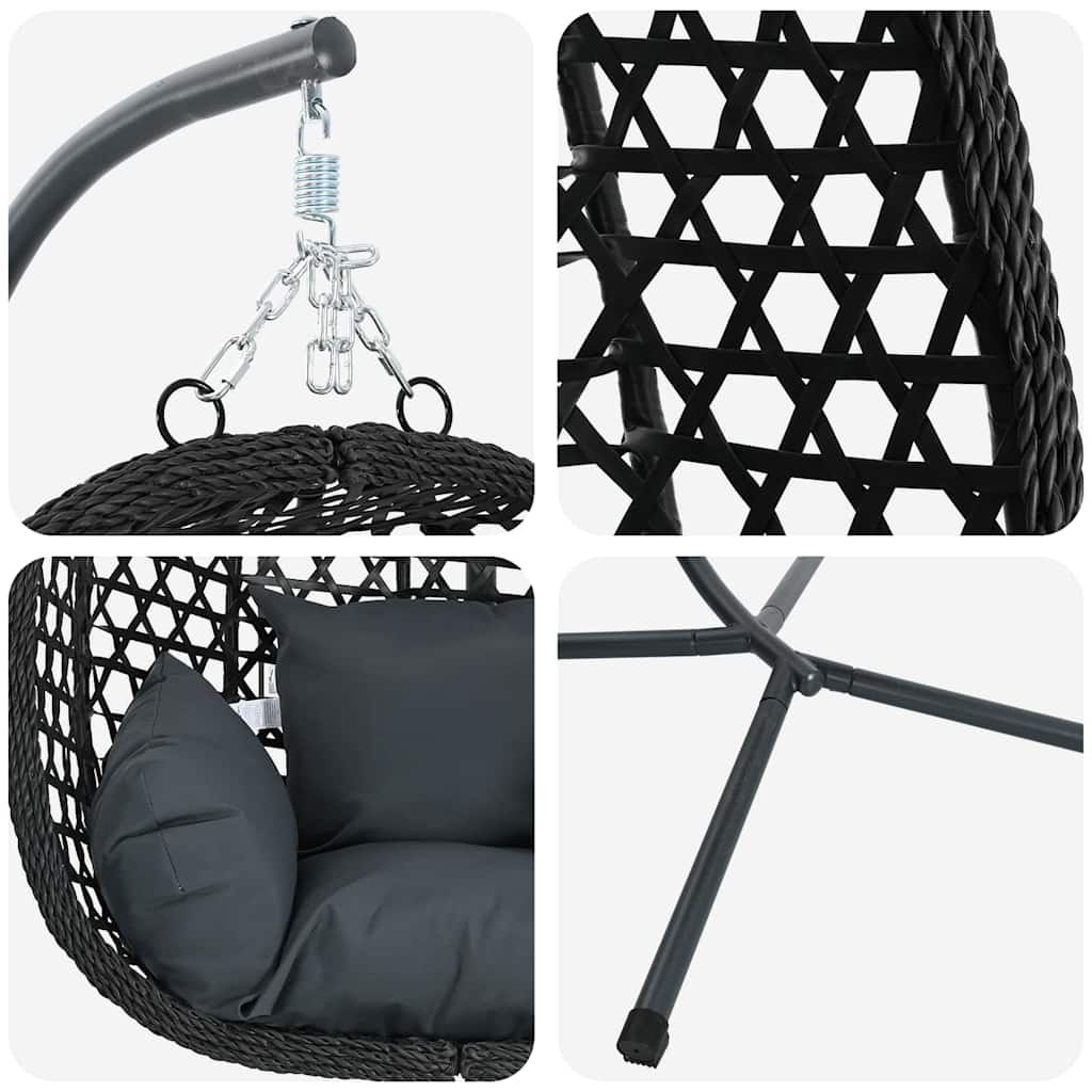 Silla huevo colgante Antracita y negro 104 x 100 x 191 cm