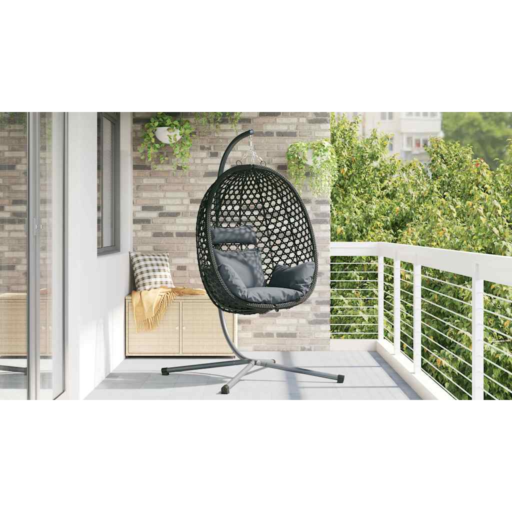 Silla huevo colgante Antracita y negro 104 x 100 x 191 cm