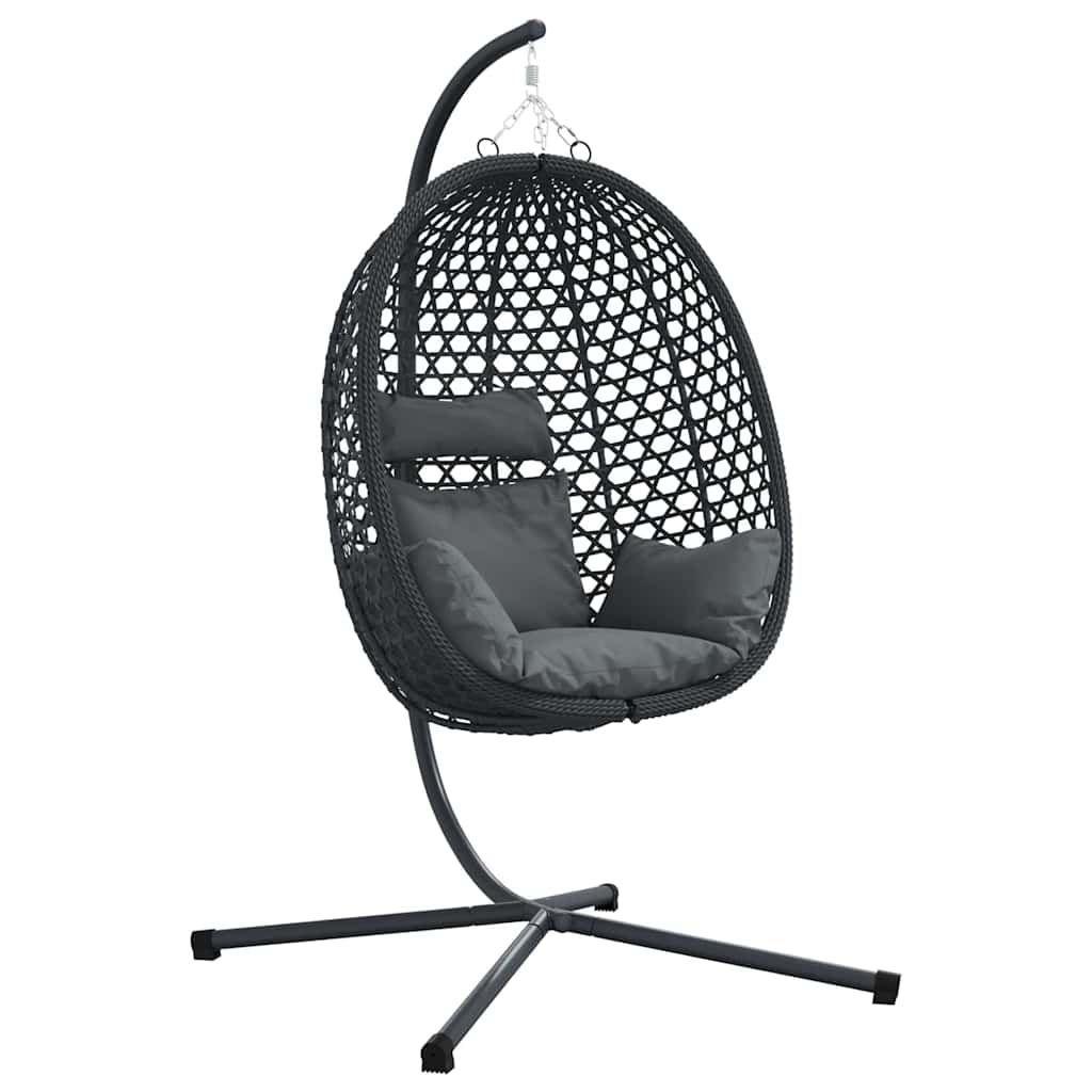 Silla huevo colgante Antracita y negro 104 x 100 x 191 cm