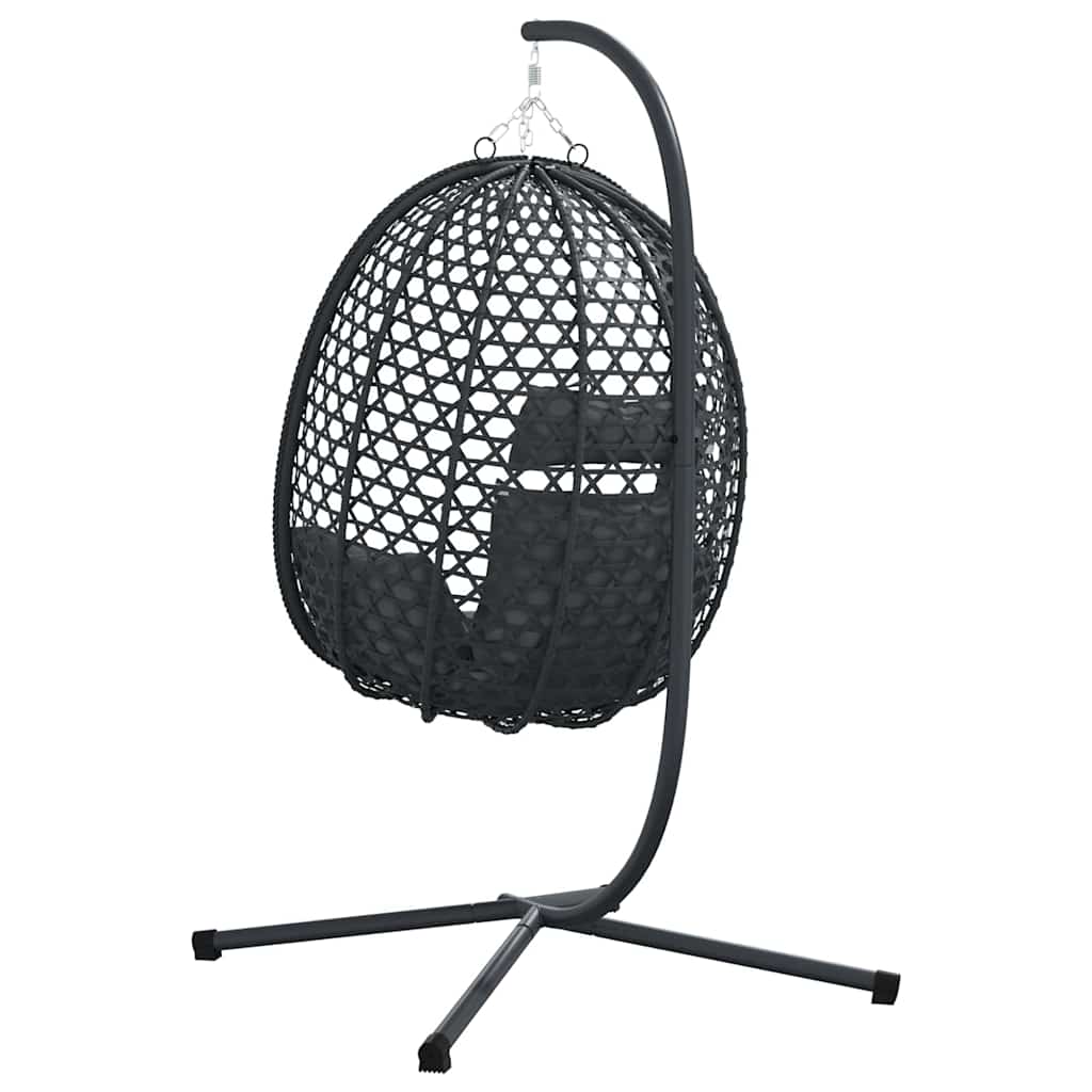Silla huevo colgante Antracita y negro 104 x 100 x 191 cm