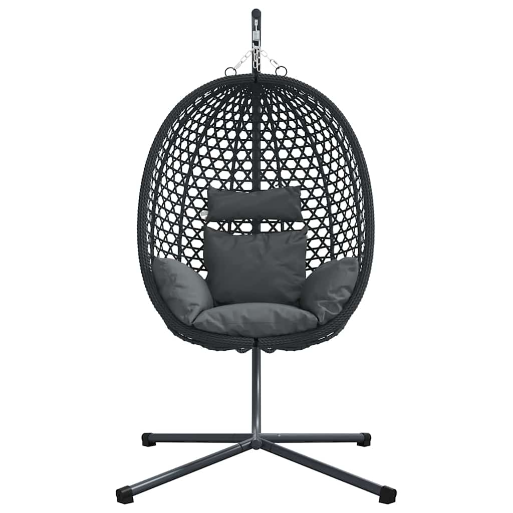 Silla huevo colgante Antracita y negro 104 x 100 x 191 cm