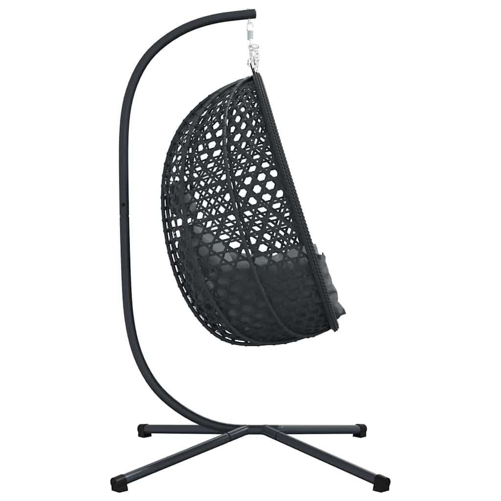 Silla huevo colgante Antracita y negro 104 x 100 x 191 cm
