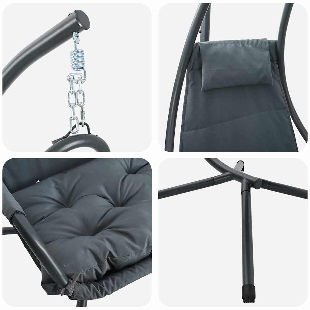 Silla huevo colgante Manual Antracita 94 x 107 x 196,5 cm Acero