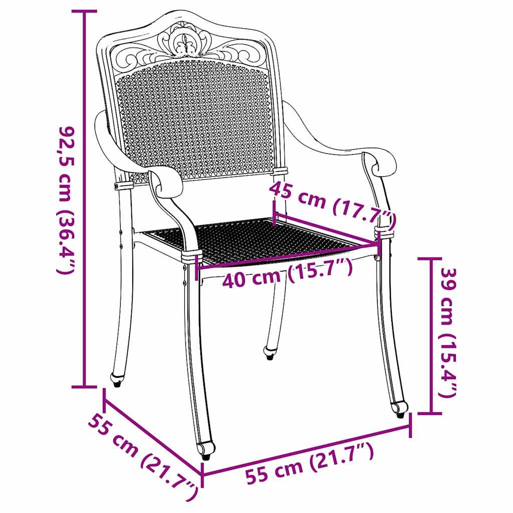 Silla de Jardín 2 pcs 55 x 55 x 92,5cm Aluminio