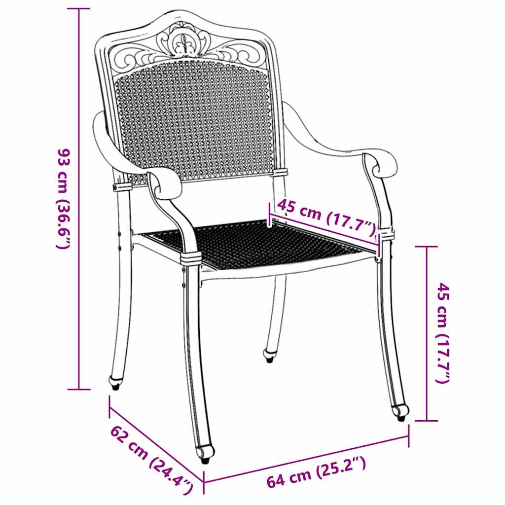 Silla de Jardín 2 pcs Verde 64 x 62 x 93cm Aluminio