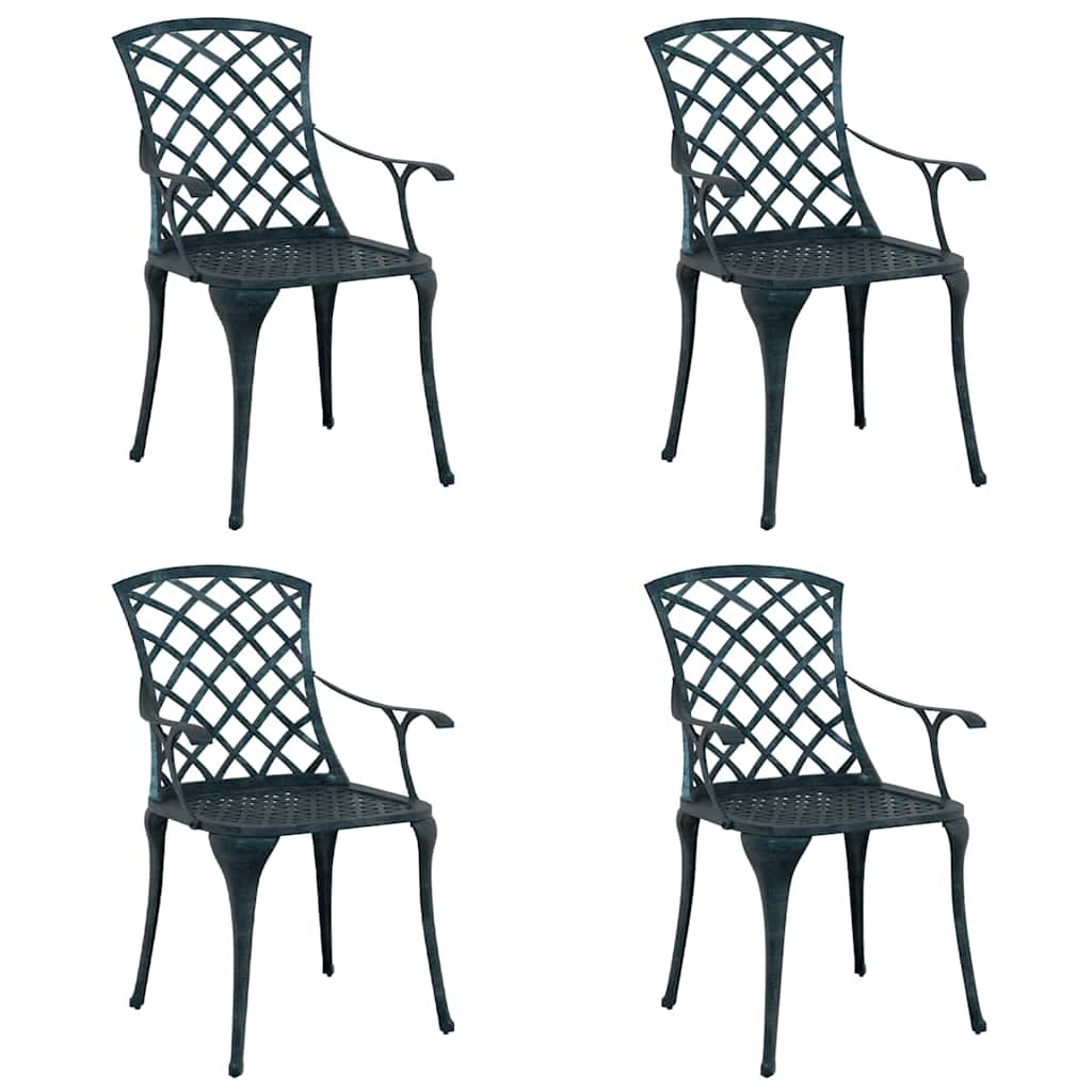 Silla de Jardín 4 pcs Verde 61 x 60,5 x 93cm Aluminio
