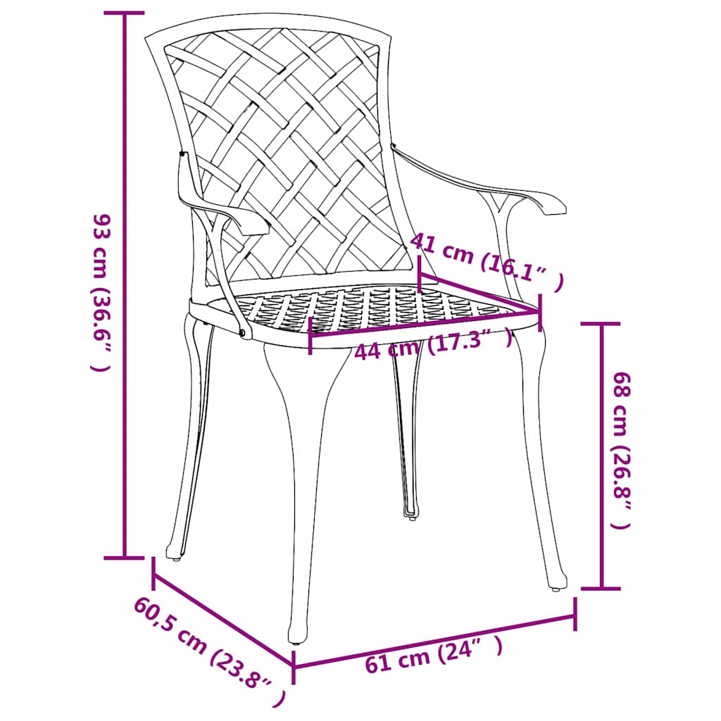 Silla de Jardín 4 pcs Verde 61 x 60,5 x 93cm Aluminio