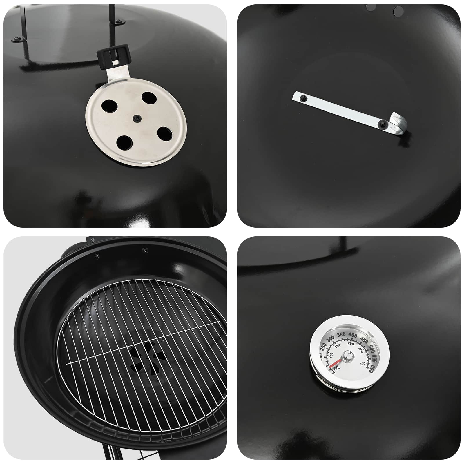 Parrilla al aire libre con rueda Negro 91 x 71 x 107 cm Metal