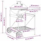 Parrilla al aire libre con rueda Negro 91 x 71 x 107 cm Metal
