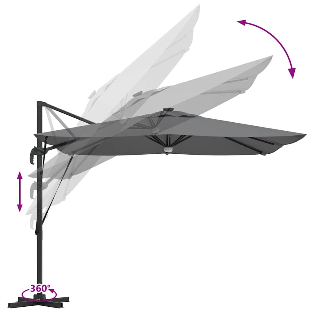 Parasol Roma Antracita 286 x 284 x 270 cm Aluminio y poliéster