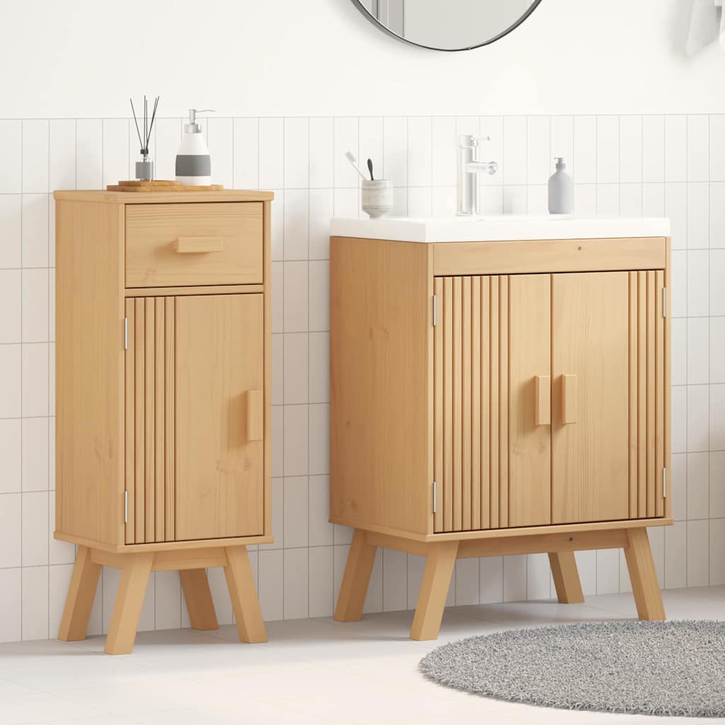 Conjunto de muebles de baño 2 piezas madera maciza de acacia