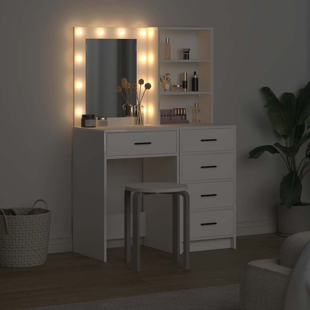 Mesa de tocador con cajón 2 pcs Blanco 50 x 41 x 135 cm