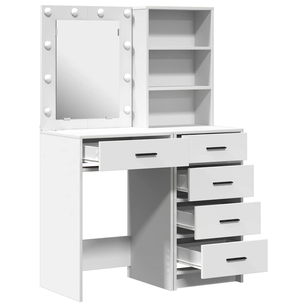 Mesa de tocador con cajón 2 pcs Blanco 50 x 41 x 135 cm